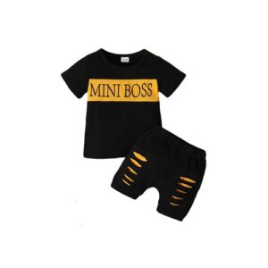 MINI BOSS Toddler Baby Boys Summer Fashion Short Sleeves Clothing Set-Multicolor